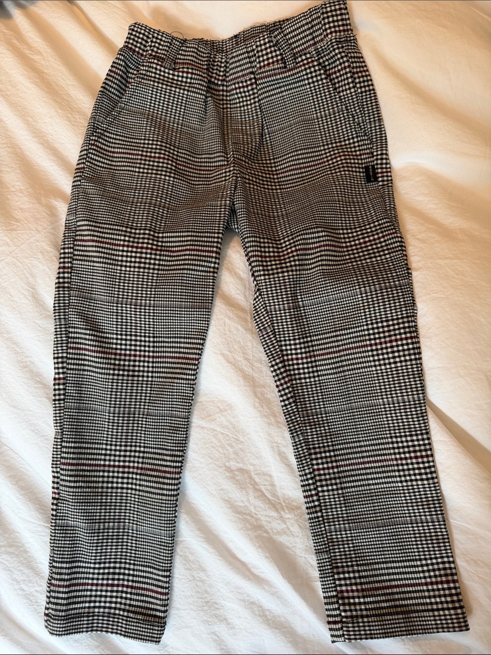 Plaid Kids Chinos — Black & White